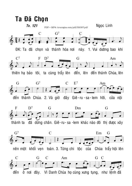 Thánh Vịnh 121, Ta Đã Chọn