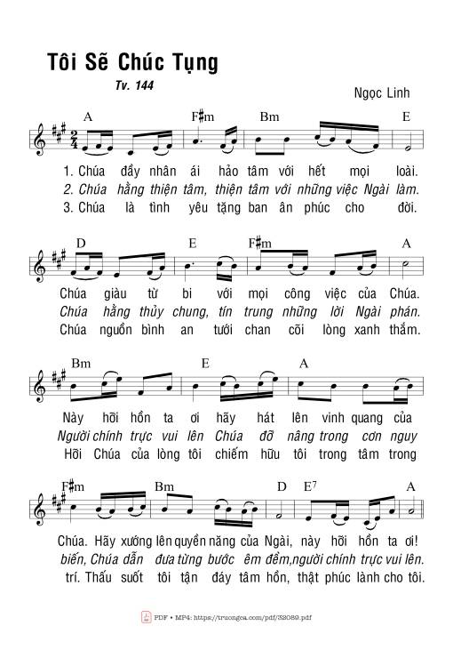 Sheet PDF of Thánh Vịnh 144, Tôi Sẽ Chúc Tụng