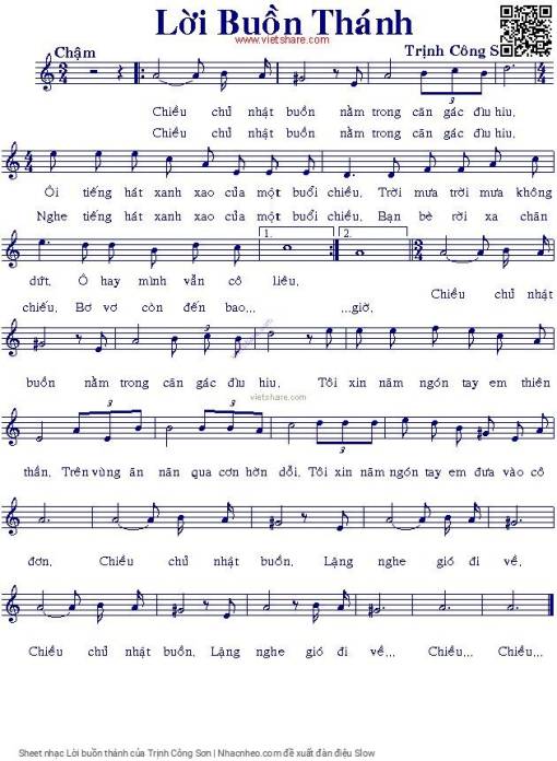 Sheet PDF of Lời buồn thánh