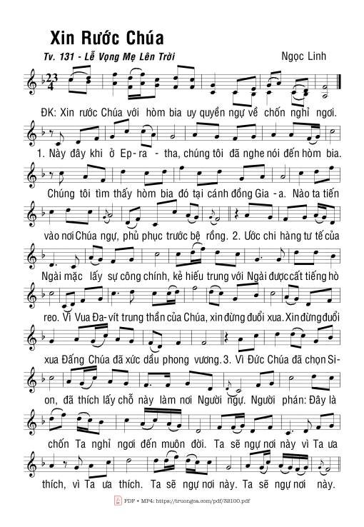 Sheet PDF of Thánh Vịnh 131, Xin Rước Chúa