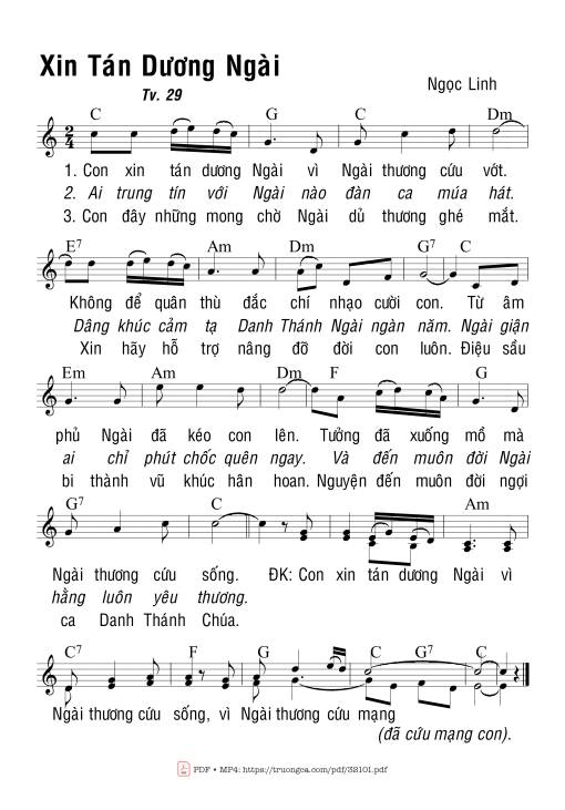 Sheet PDF of Thánh Vịnh 29, Xin Tán Dương Ngài