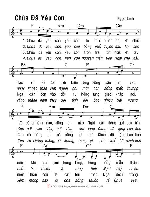 Chúa Đã Yêu Con (2 Bè)