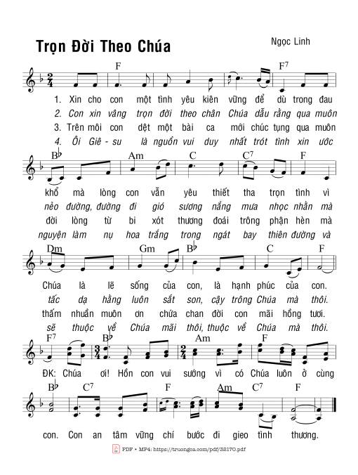 Sheet PDF of Trọn Đời Theo Chúa