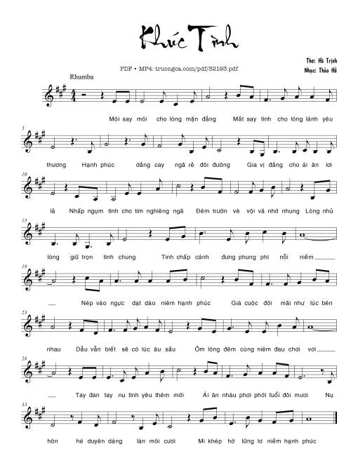 Sheet PDF of Khúc tình - Thảo Hồ