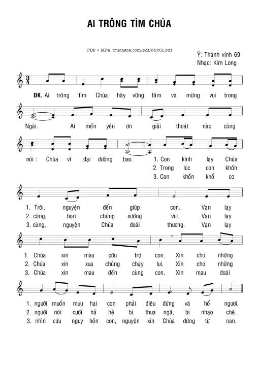 Sheet PDF of Ai Trông Tìm Chúa