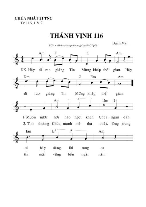Thánh Vịnh 116, Chúa Nhật 21C Thường Niên