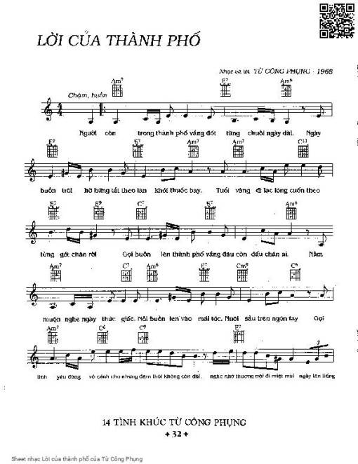 Sheet PDF of Lời của thành phố