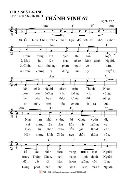 Thánh Vịnh 67, Chúa Nhật 22C Thường Niên