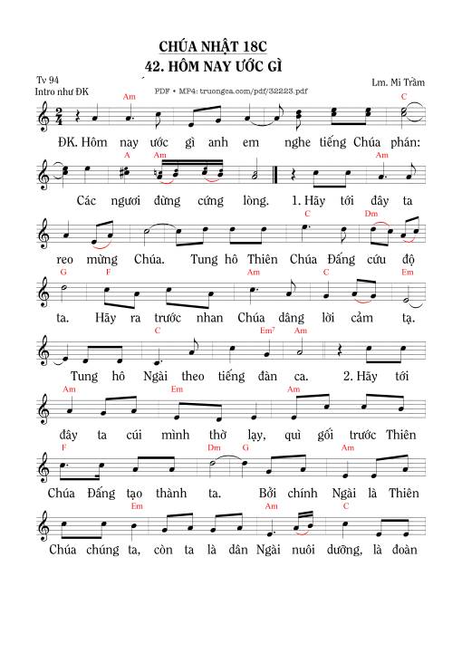 Sheet PDF of Thánh Vịnh 94, Hôm Nay Ước Gì