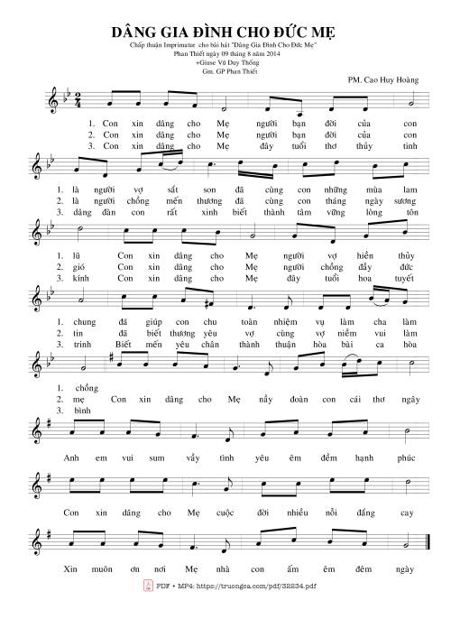 Sheet PDF of Dâng Gia Đình Cho Đức Mẹ