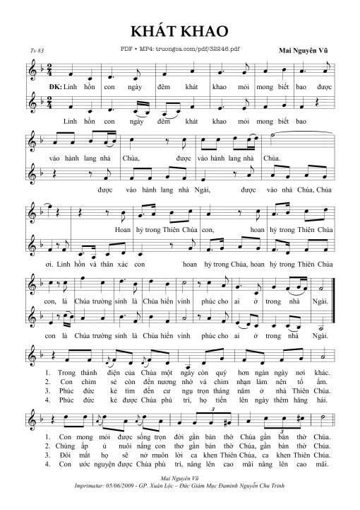 Sheet PDF of Khát Khao - Mai Nguyên Vũ
