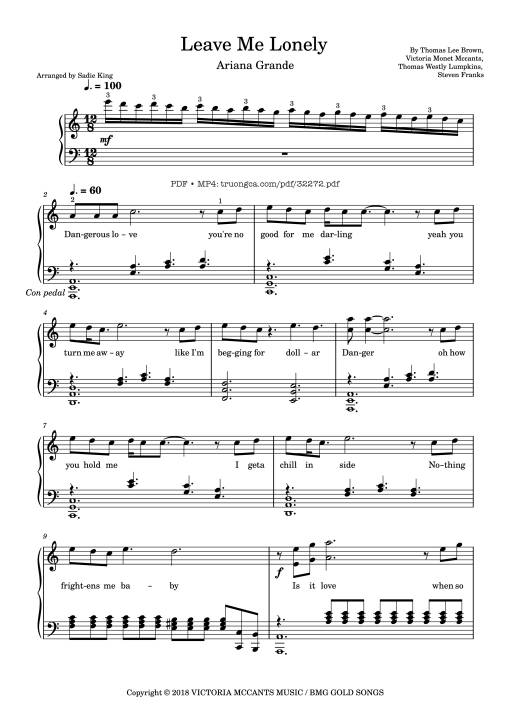 Sheet PDF of Leave Me Lonely Piano