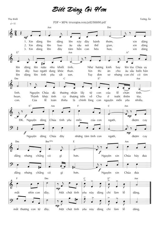 Sheet PDF of Biết Dâng Gì Hơn