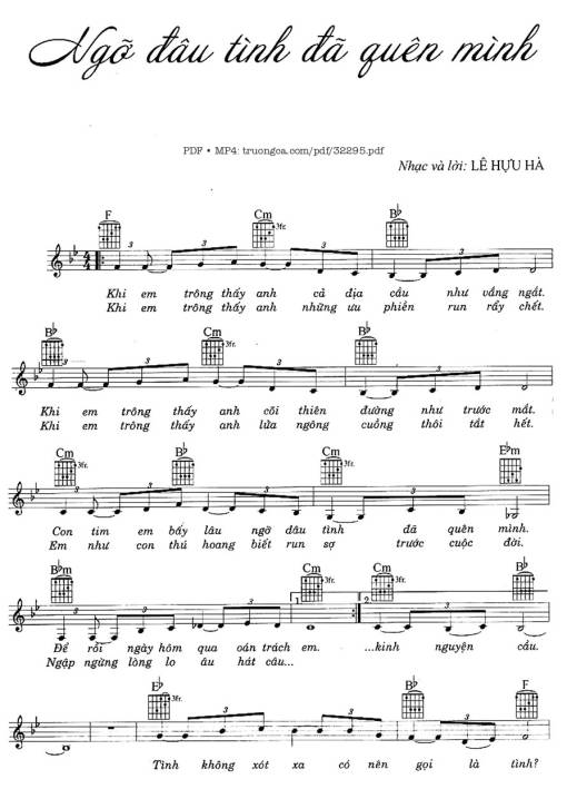Sheet PDF of Ngỡ đâu tình đã quên mình