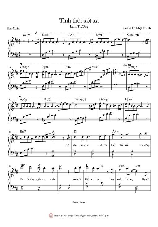 Tình thôi xót xa Piano