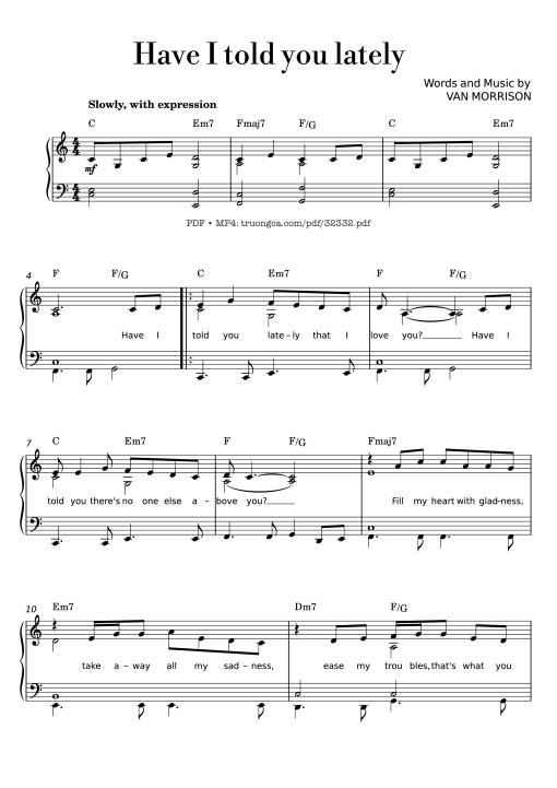 Sheet PDF of Have I told you lately Piano