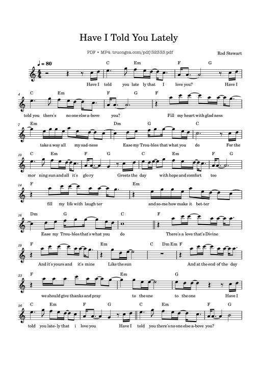 Sheet PDF of Have I Told You Lately