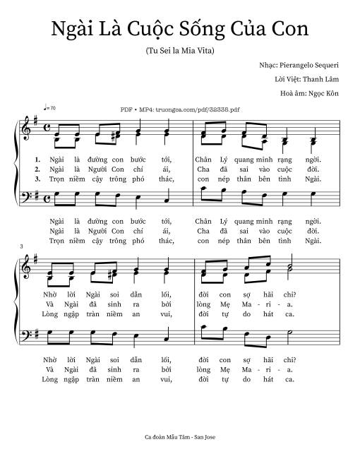 Sheet PDF of Ngài là cuộc sống của con