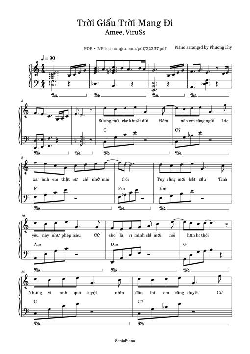 Sheet PDF of Trời Giấu Trời Mang Đi Piano