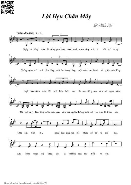 Sheet PDF of Lời hẹn chân mây