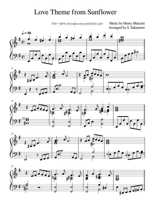 Love Theme from Sunflower Piano