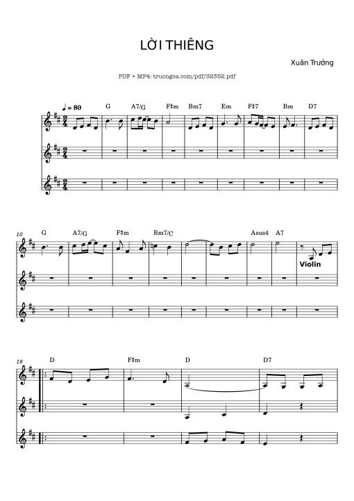Sheet PDF of Lời Thiêng Violin, Intro