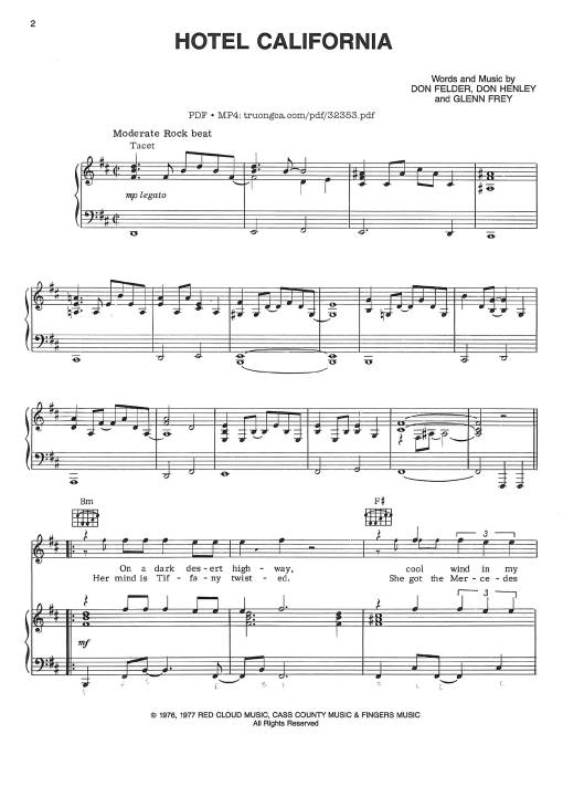 Hotel California Piano-Vocal