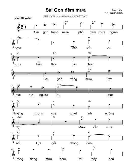 Sheet PDF of Sài Gòn đêm mưa