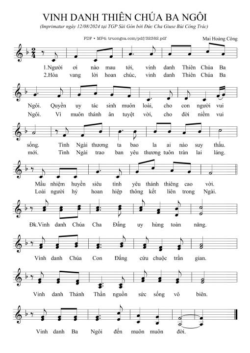 Sheet PDF of Vinh Danh Thiên Chúa Ba Ngôi