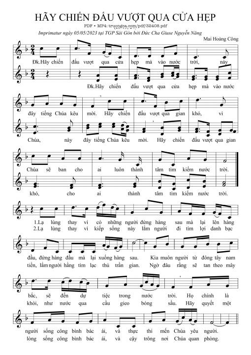 Sheet PDF of Hãy Chiến Đấu Vượt Qua Cửa Hẹp