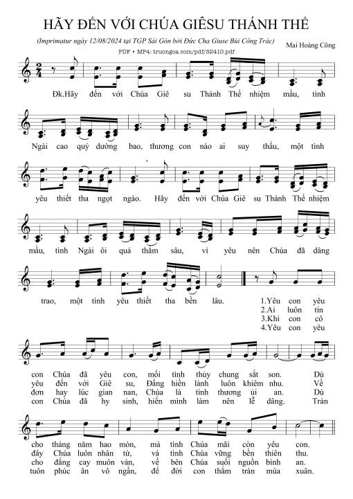 Sheet PDF of Hãy Đến Với Chúa Giêsu Thánh Thể