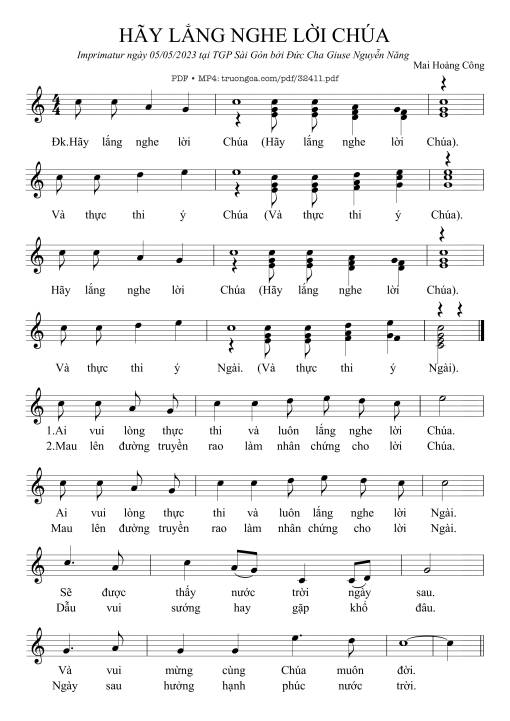 Sheet PDF of Hãy Lắng Nghe Lời Chúa