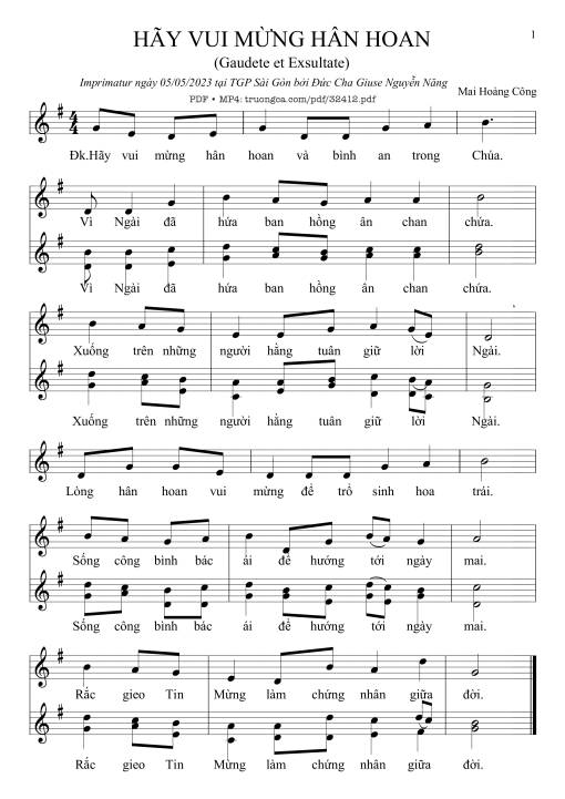 Sheet PDF of Hãy Vui Mừng Hân Hoan