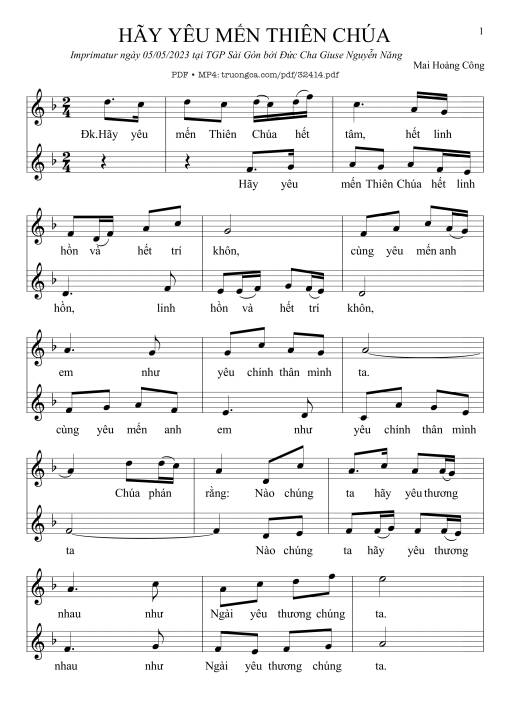 Sheet PDF of Hãy Yêu Mến Thiên Chúa