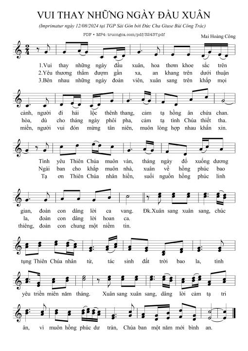 Sheet PDF of Vui Thay Những Ngày Đầu Xuân