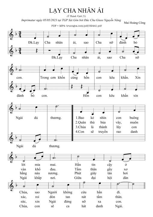 Sheet PDF of Thánh Vịnh 21, Lạy Cha Nhân Ái
