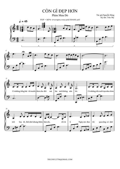 Sheet PDF of Còn gì đẹp hơn Piano