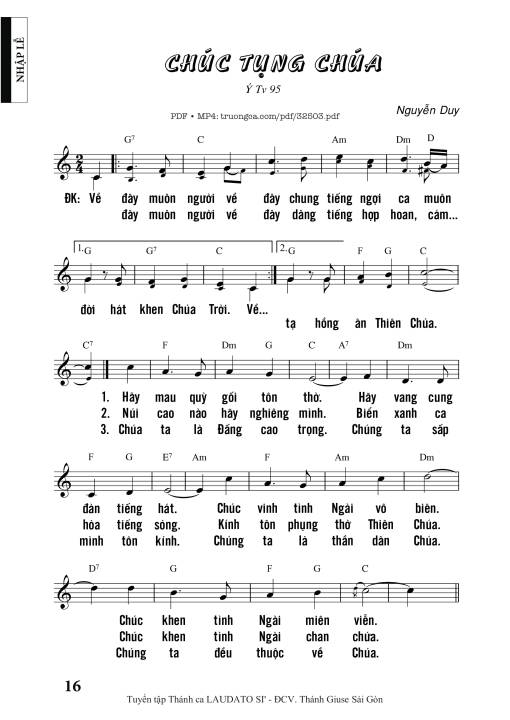 Sheet PDF of Chúc Tụng Chúa
