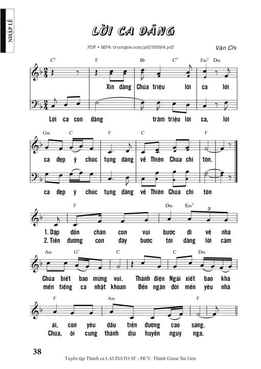 Sheet PDF of Lời Ca Dâng - Văn Chi