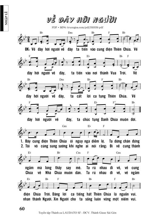 Sheet PDF of Về Đây Hỡi Người