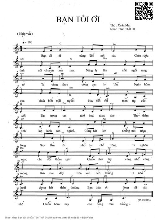 Sheet PDF of Bạn tôi ơi - Tôn Thất Út