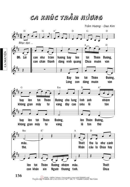 Sheet PDF of Ca Khúc Trầm Hương