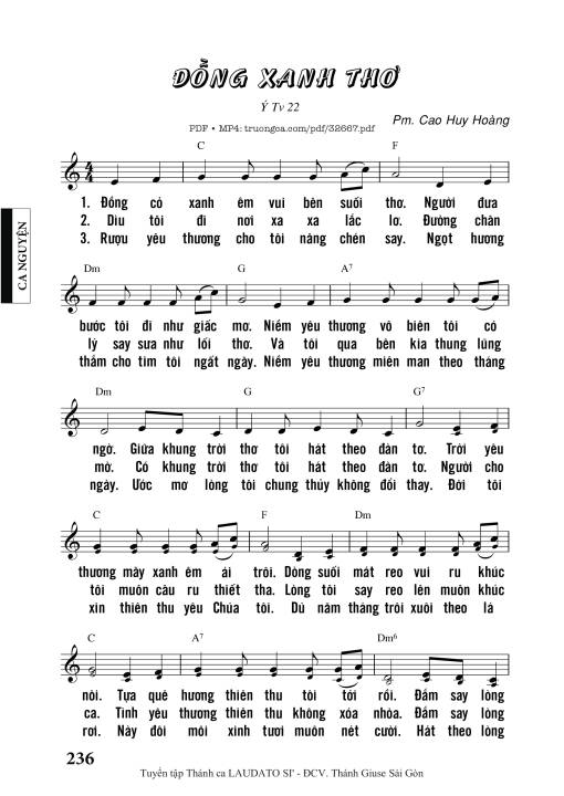 Sheet PDF of Đồng Xanh Thơ