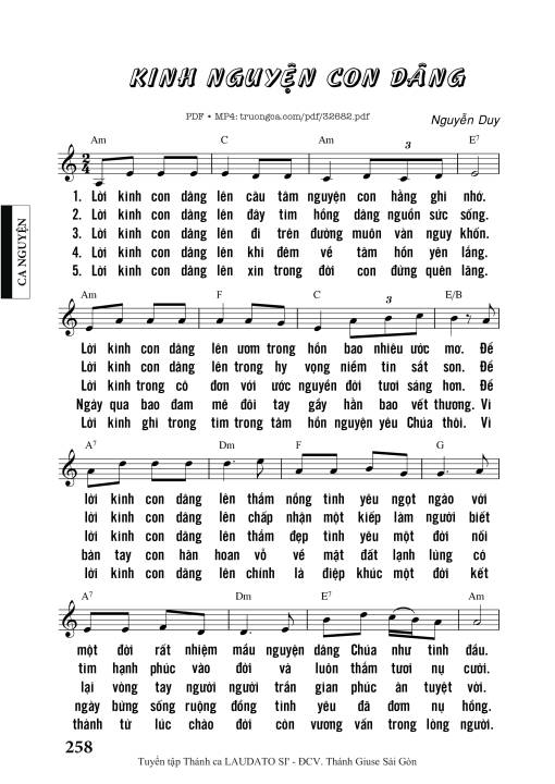 Sheet PDF of Kinh Nguyện Con Dâng