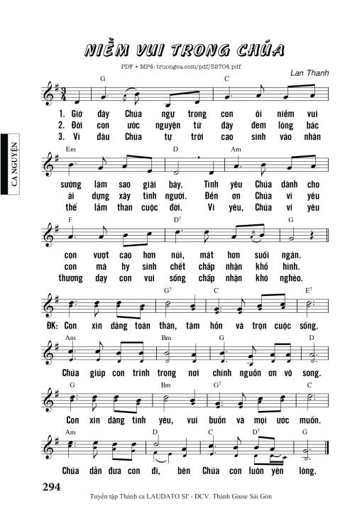 Sheet PDF of Niềm Vui Trong Chúa