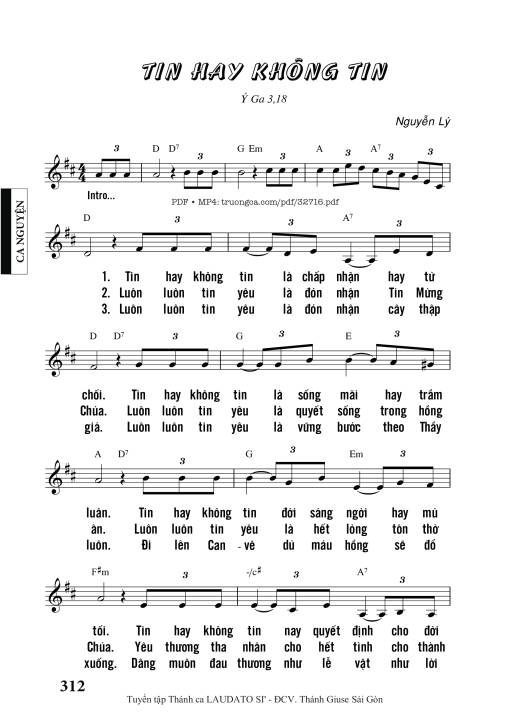 Sheet PDF of Tin Hay Không Tin