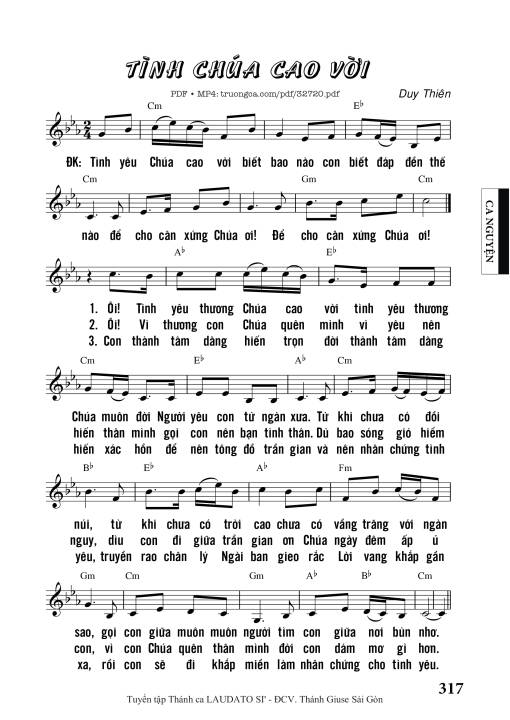 Sheet PDF of Tình Chúa Cao Vời