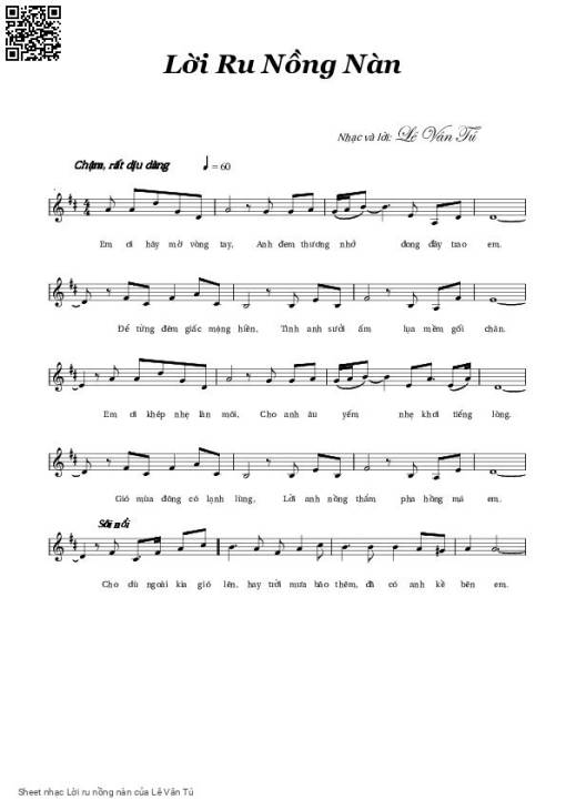 Sheet PDF of Lời ru nồng nàn
