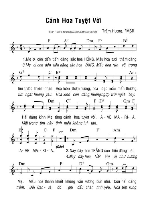 Sheet PDF of Cánh Hoa Tuyệt Với