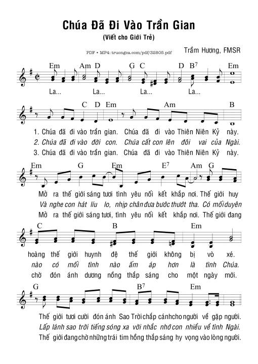 Sheet PDF of Chúa Đã Đi Vào Trần Gian